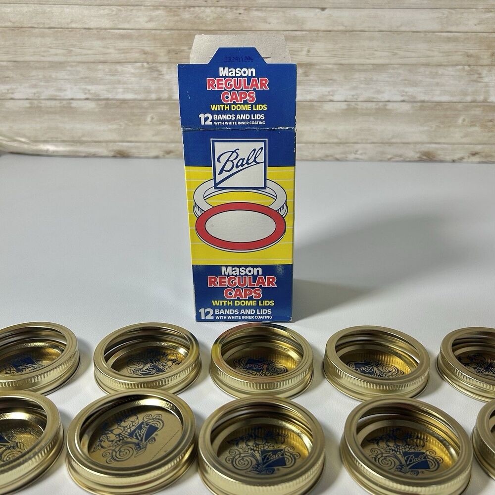12 Ball Mason Regular Caps Dome Lids Bands And Lids